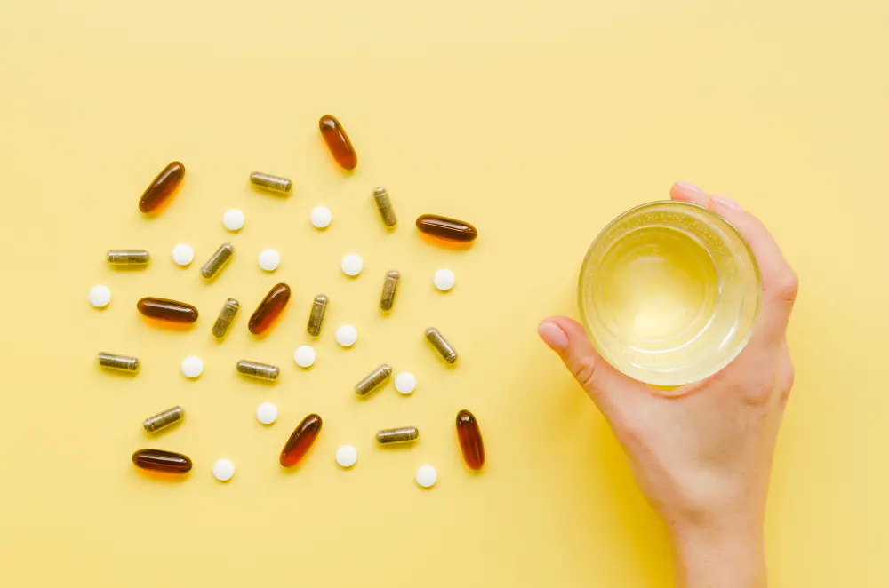 Close up das capsulas de vitamina